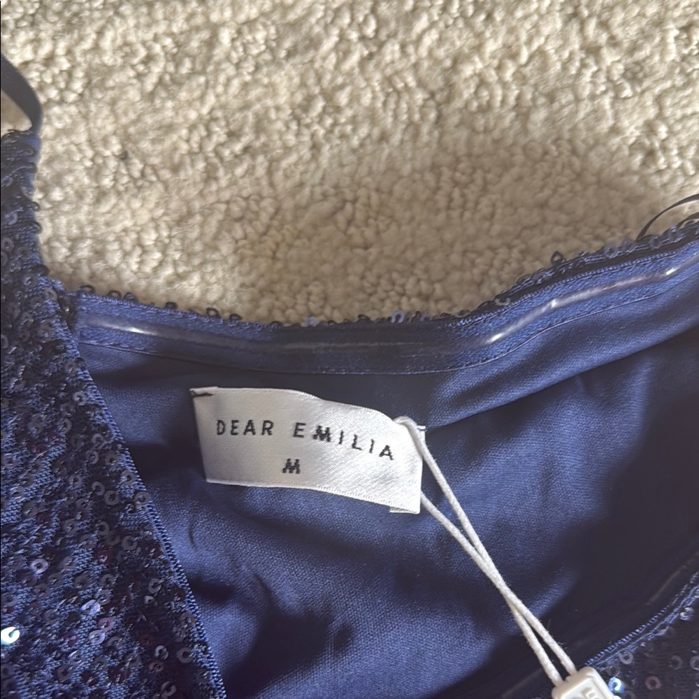 NWT Navy Blue Sequin Gown - Picture 2 of 4